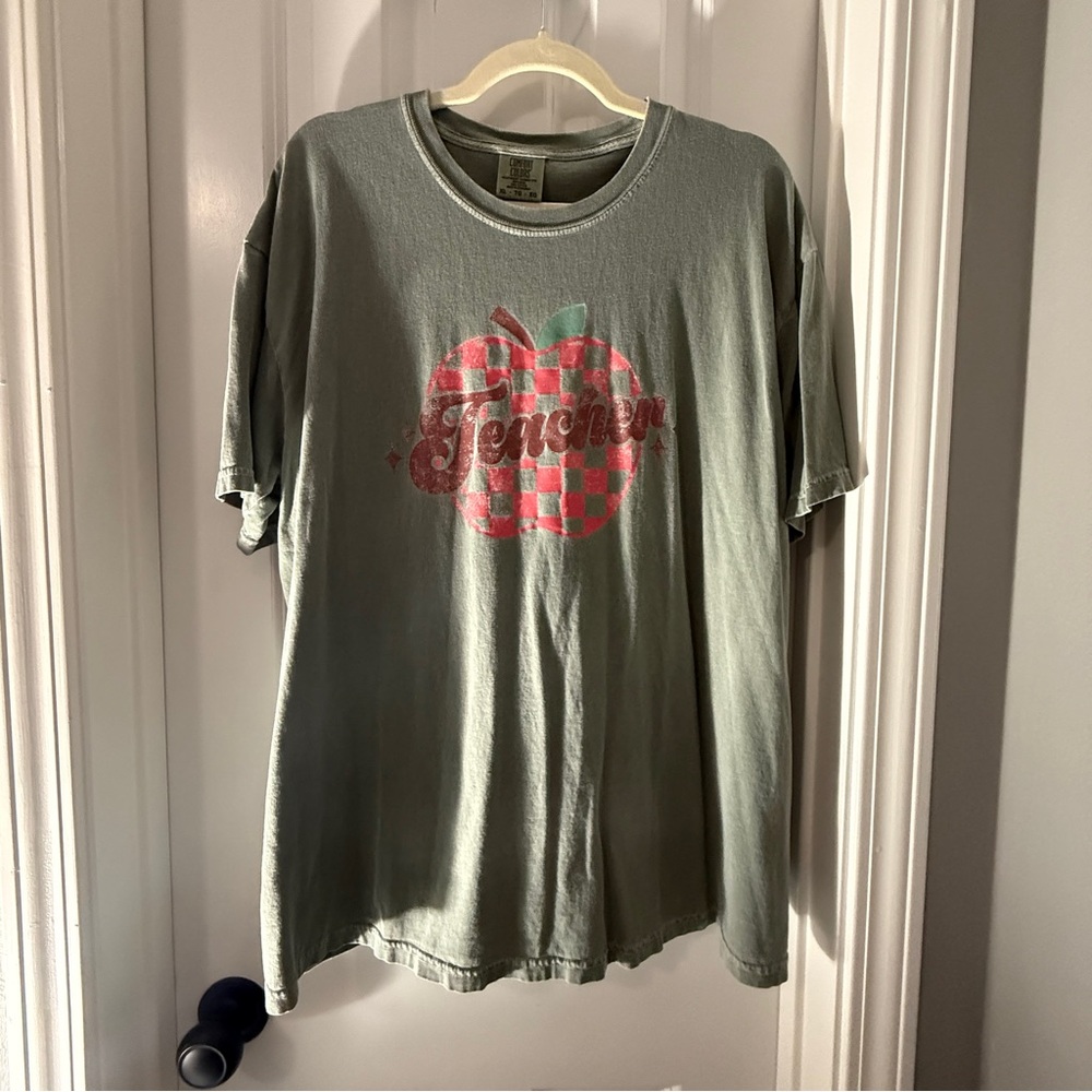 Olive Green Teacher Graphic Short Sleeve Tee